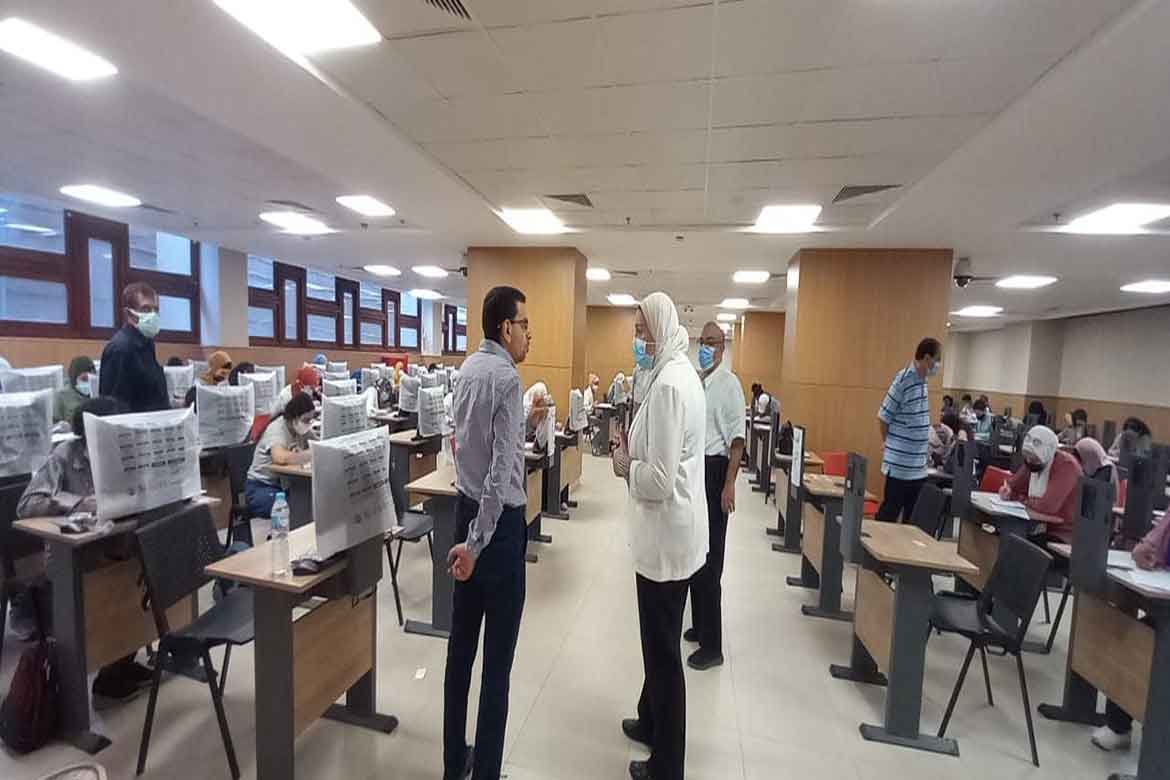 The start of the second week of the end-of-school year exams in Faculty of Al-Alsun, amid strict preventive measures