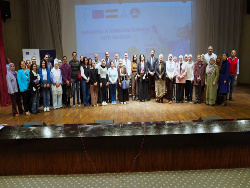 Ain Shams University hosts an informational session on the EURAXESS and HORIZON EUROPE programs as part of the Egyptian European Research and Innovation Week