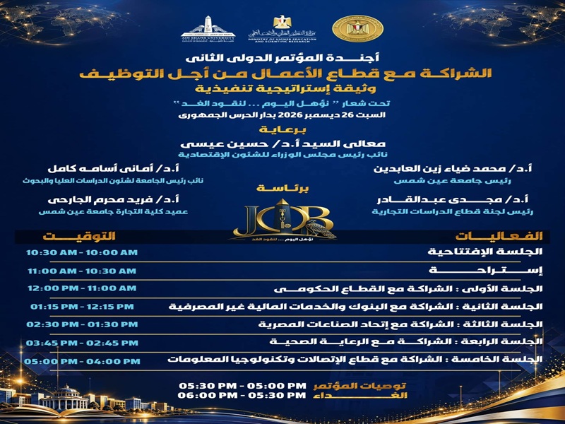 جامعة عين شمس تستعد لعقد المؤتمر الدولي الثاني "الشراكة مع قطاع الأعمال من أجل التوظيف" في ديسمبر المقبل