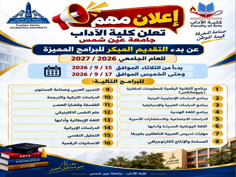 A Ministerial Decree Approves and Activates the Updated Postgraduate Studies Regulations at the Faculty of Arts, Introducing New Academic Degrees and Diplomas