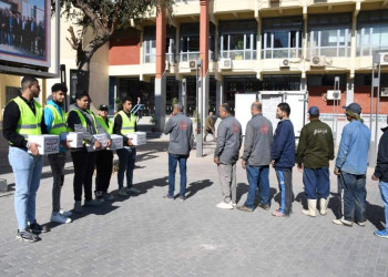 Students of the "For Egypt" family continue their charitable initiatives by distributing Ramadan boxes to the neediest families