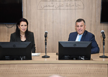 The President of the University discusses ways of joint cooperation with the Executive Director of the Fulbright Commission office in Cairo