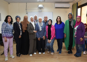 Baseera Foundation and trainees from ESLSKA University visited the Students Disability Service Center at Ain Shams University to train visually impaired students